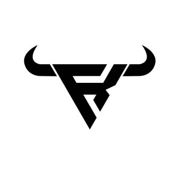 Soyut harf FK üçgen boğa başlı siyah logo izole edilmiş beyaz arka plan