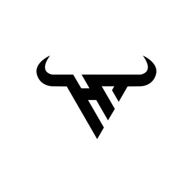 Soyut harf M üçgeni boğa başı siyah logo izole edilmiş beyaz arkaplan