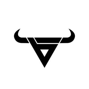 Soyut harf B üçgeni boğa başlı siyah logo izole edilmiş beyaz arkaplan