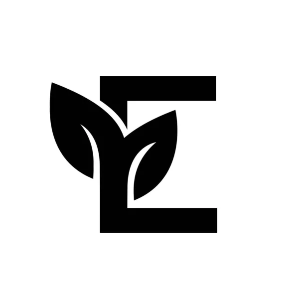 Huruf Kapital Daun Logo Vektor Logo Desain Latar Belakang Putih - Stok Vektor