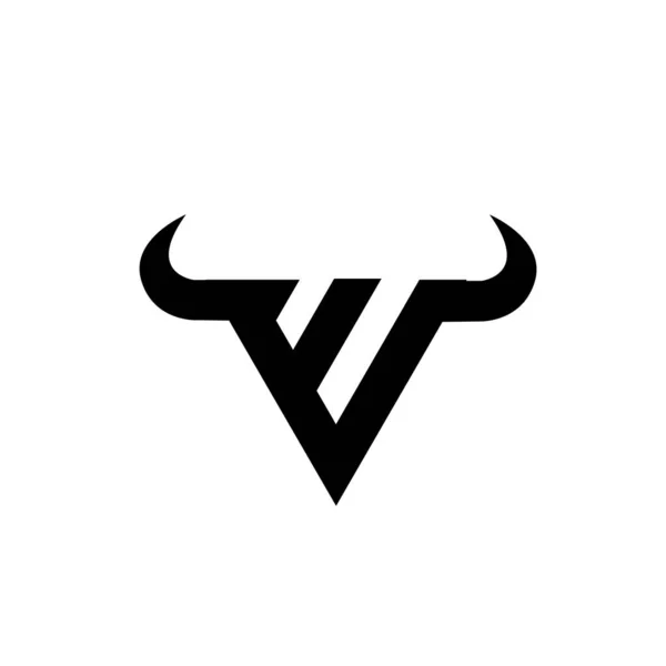 抽象的な手紙W三角形牛頭黒のロゴ隔離された白い背景 — ストックベクタ
