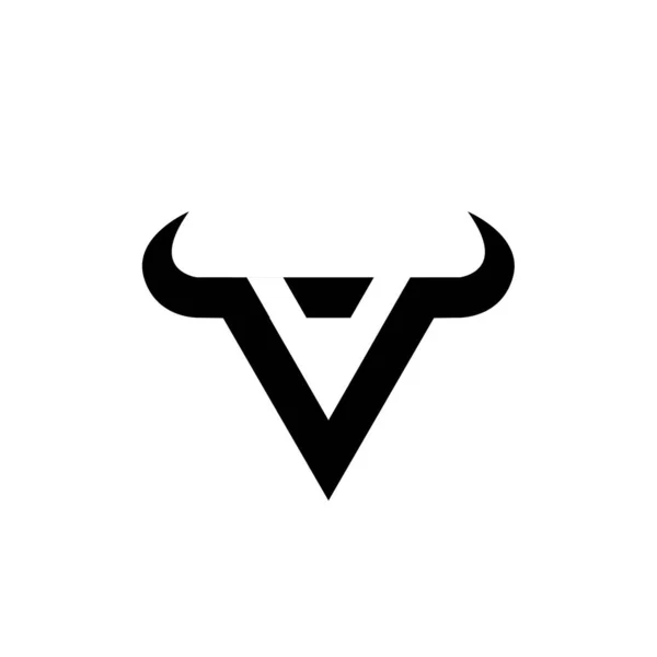 Abstracte Letter Driehoek Stier Hoofd Zwart Logo Geïsoleerde Witte Achtergrond — Stockvector