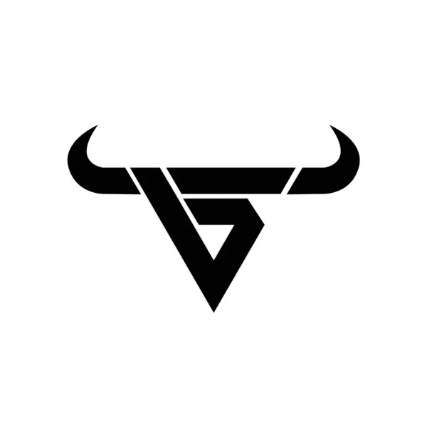 Абстрактная Буква Треугольник Голова Быка Черный Логотип Изолирован Белый Фон — стоковый вектор