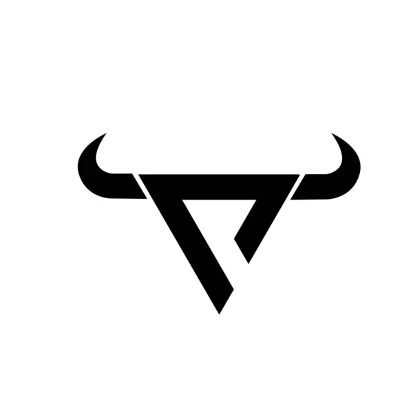 Абстрактная Буква Треугольник Голова Быка Черный Логотип — стоковый вектор