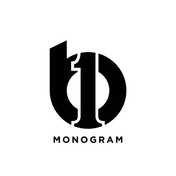 Monogram Capital Letter One Initial Vector Black Logo Flat Design — Stock Vector