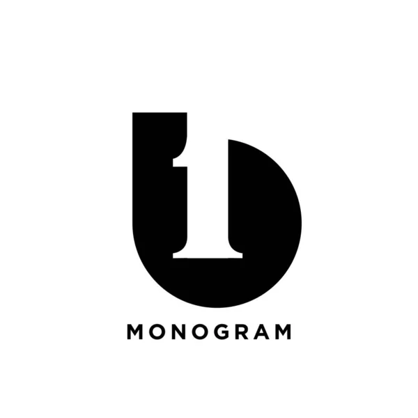 Letra Mayúscula Monograma Uno Vector Inicial Logo Negro Diseño Plano — Vector de stock