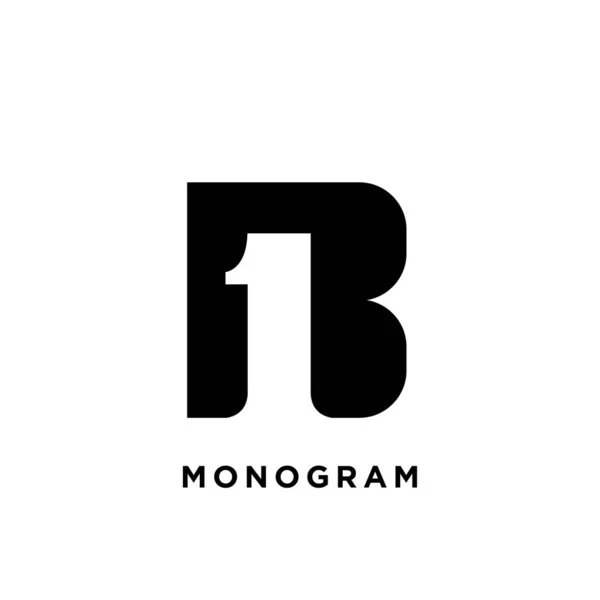 Monogram Duża Litera One Pierwszy Wektor Czarny Logo Płaska Konstrukcja — Wektor stockowy