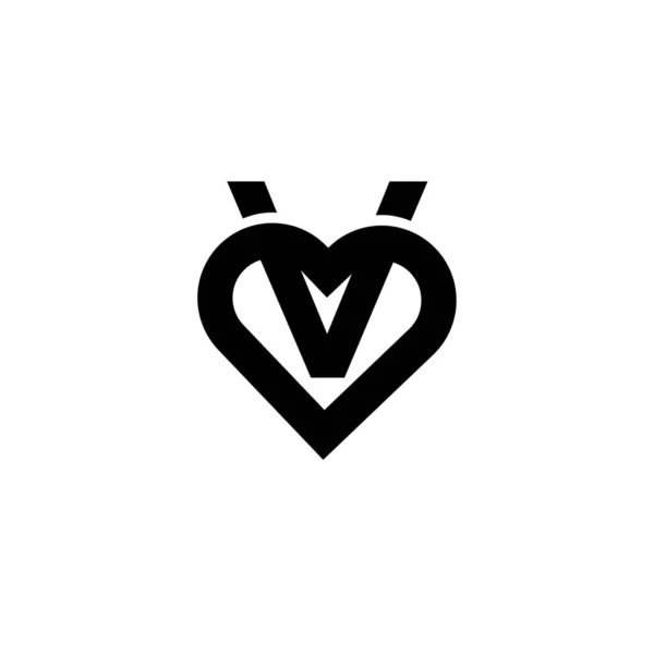 Love Písmeno Logo Černý Vektor Ikona Design Izolované Bílé Pozadí — Stockový vektor