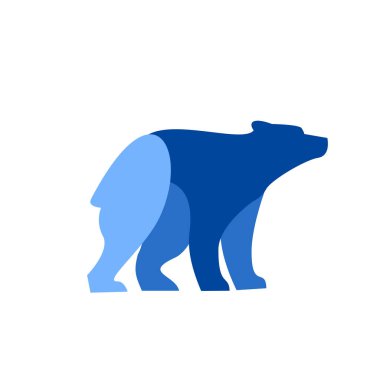 Logo, tasarım ya da baskı için mavi ayı çizimi. Minimalist geometrik biçim.