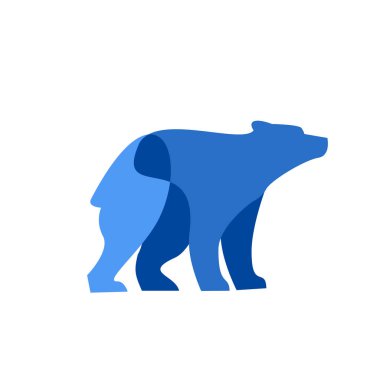 İşletmeler ve pazarlama için mavi ayı hayvan logosunun modern vektör tasarımı. Temiz, basit ve unutulmaz..