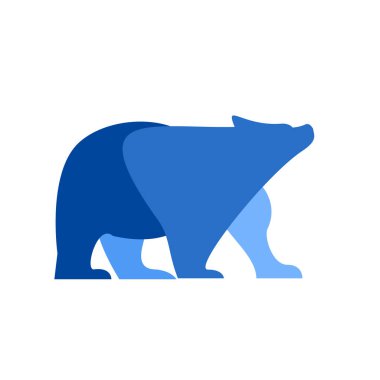 Minimalist flat vector of a blue bear. Great for logos, infographics, and stylized content.