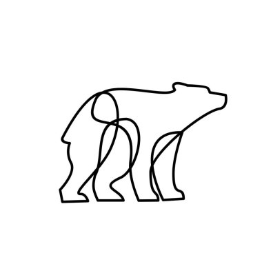 Profilde bir kutup ayısının çizgi çizimi. Logo ve markalaşma için uygun tasarım.