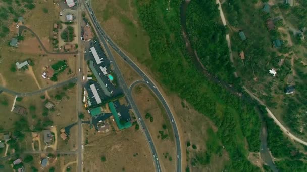 Aerial Vue Station Touristique Zone Montagne — Video