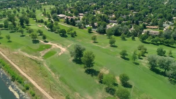 Aerial View Town Forest — Stock Video