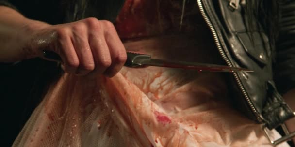 Criminal Holding Knife Blood Ostage Londra Inghilterra Regno Unito — Video Stock
