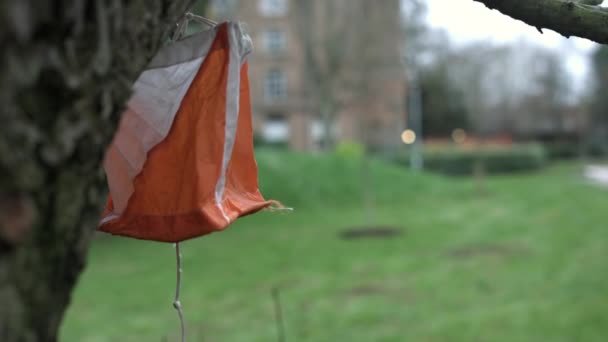 Hand Person Hitting Lantern Hanging Tree Nottingham England — Stockvideo
