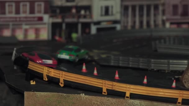 Camera Slot Cars Racing Track Nottingham England — Stock Video