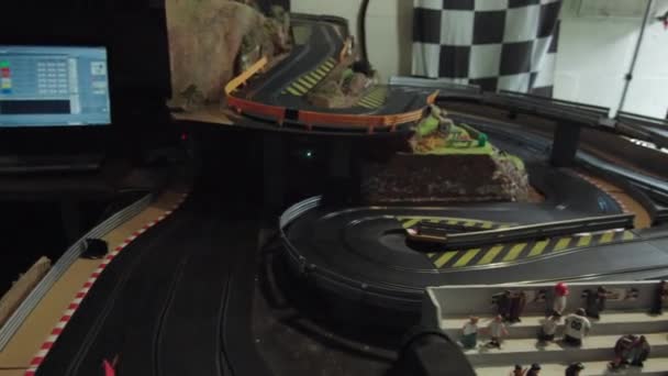 Camera Seguinte Slot Cars Racing Track Nottingham Inglaterra Reino Unido — Vídeo de Stock
