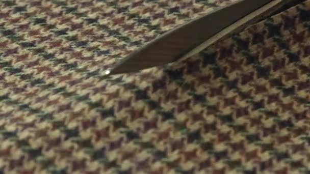 Scissors Cutting Fabric Pattern Kenilworth Coventry — Stock Video