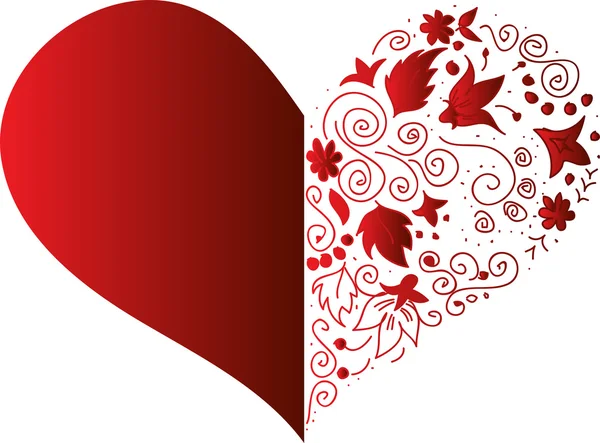 Red carved heart — Stock Vector