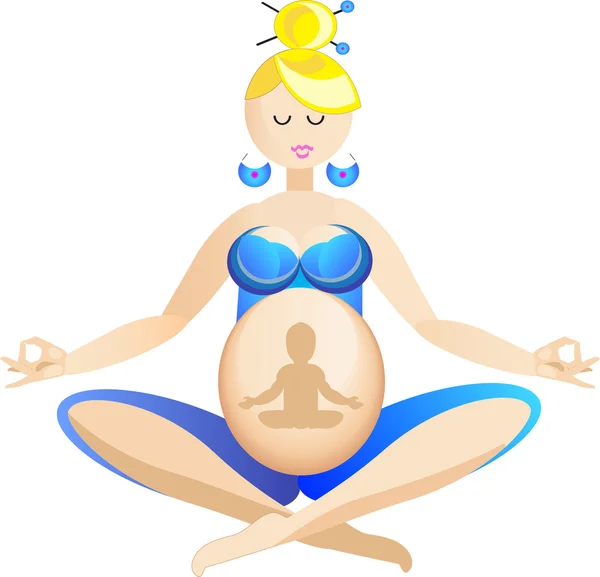 Pregnant yoga with baby — ストックベクタ