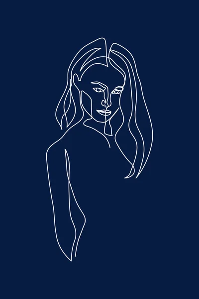 연속적 얼굴과 스타일의 여성의 미니멀리즘 티셔츠에 슬로건 디자인 그래픽 스타일 — 스톡 사진