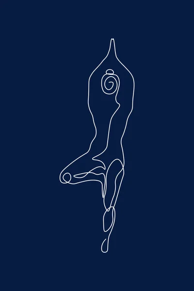 Безперервний Лінійний Малюнок Жінок Фітнес Йоги Концепції Ілюстрація Здоров — стокове фото