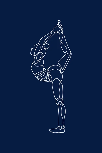 Kontinuerlig Linje Tegning Kvinder Fitness Yoga Koncept Sundhedsillustration - Stock-foto