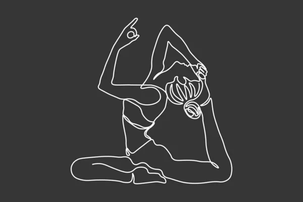continuous line drawing of women fitness yoga concept.  health illustration.