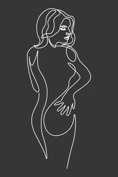 Ciągła Linia Rysunek Twarzy Fryzury Koncepcja Mody Minimalistyczna Uroda Kobiety — Zdjęcie stockowe