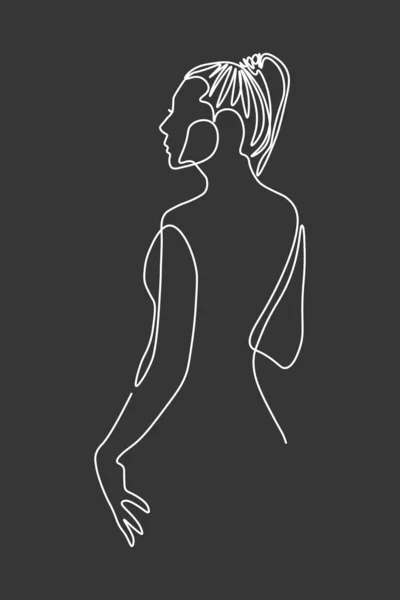 Ciągła Linia Rysunek Twarzy Fryzury Koncepcja Mody Minimalistyczna Uroda Kobiety — Zdjęcie stockowe