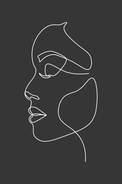 Continuous Line Drawing Set Faces Hairstyle Fashion Concept Woman Beauty — Stock Photo, Image