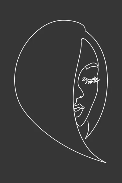 Durchgehende Linie Zeichnung Von Gesetzten Gesichtern Und Frisuren Modekonzept Frau — Stockfoto