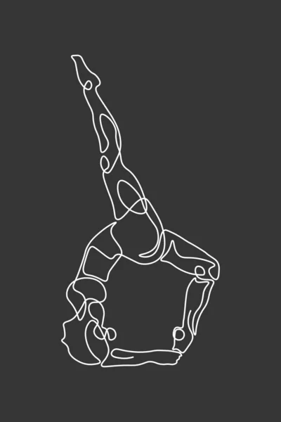 持续画出女性健身瑜伽概念的线条 健康说明 — 图库照片