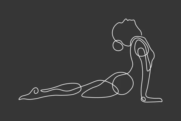 Dibujo Continuo Línea Concepto Yoga Fitness Femenino Ilustración Salud — Foto de Stock