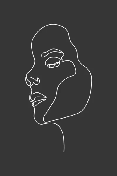 Durchgehende Linie Zeichnung Von Gesetzten Gesichtern Und Frisuren Modekonzept Frau — Stockfoto