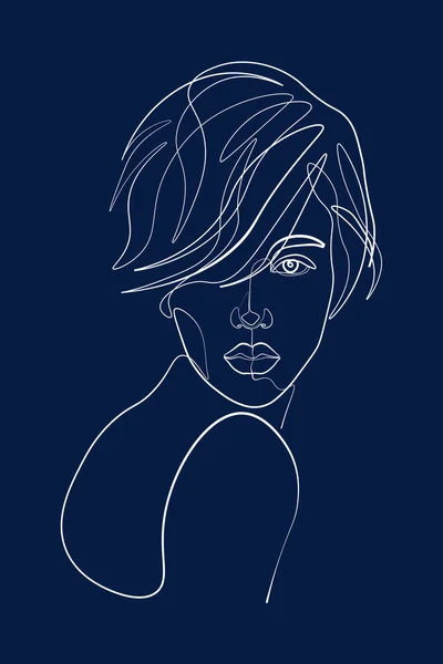 Ligne Continue Dessin Décors Coiffure Concept Mode Femme Beauté Minimaliste — Photo