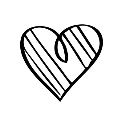 Devamlı çizgiler. Komik karalama kalp ikonları koleksiyonu. El çizimi Sevgililer Günü, düğün tasarım vektörü illüstrasyonu.