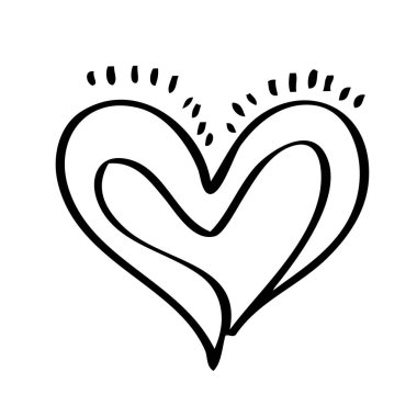 Devamlı çizgiler. Komik karalama kalp ikonları koleksiyonu. El çizimi Sevgililer Günü, düğün tasarım vektörü illüstrasyonu.