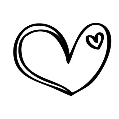 Devamlı çizgiler. Komik karalama kalp ikonları koleksiyonu. El çizimi Sevgililer Günü, düğün tasarım vektörü illüstrasyonu.