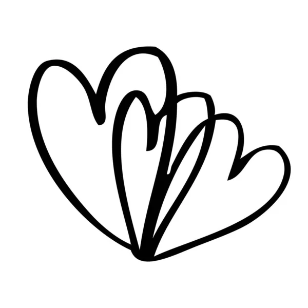 Linhas Contínuas Engraçado Doodle Corações Ícones Coleção Dia Dos Namorados — Vetor de Stock