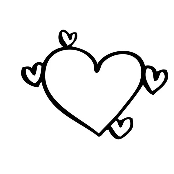 Συνεχείς Γραμμές Αστείο Doodle Καρδιές Συλλογή Εικόνων Χέρι Ζωγραφισμένο Ημέρα — Διανυσματικό Αρχείο