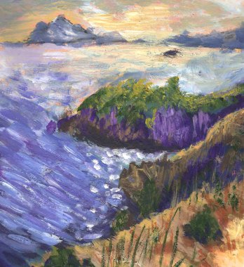 İzlanda 'da güzel bir gün batımı, pembe bir göl