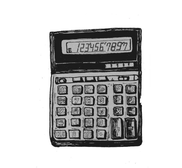 Черный Калькулятор Белом Фоне — стоковое фото