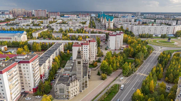 view of the city streets from above