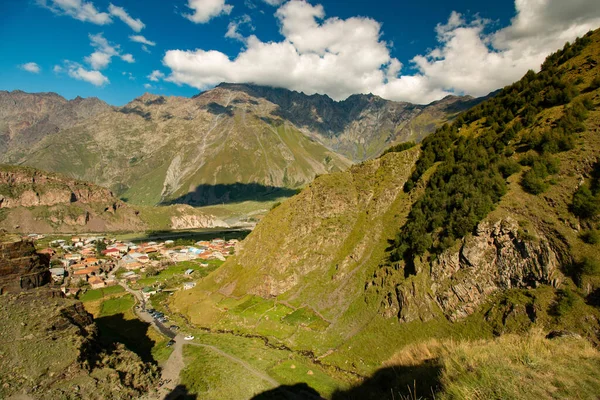 view of the city in the mountains from a height