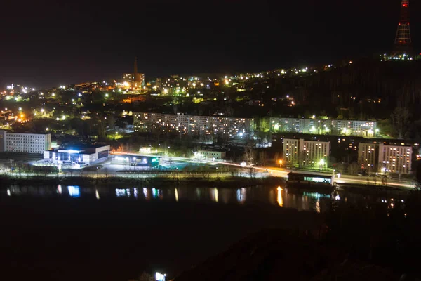 Vista Ciudad Nocturna Luces —  Fotos de Stock