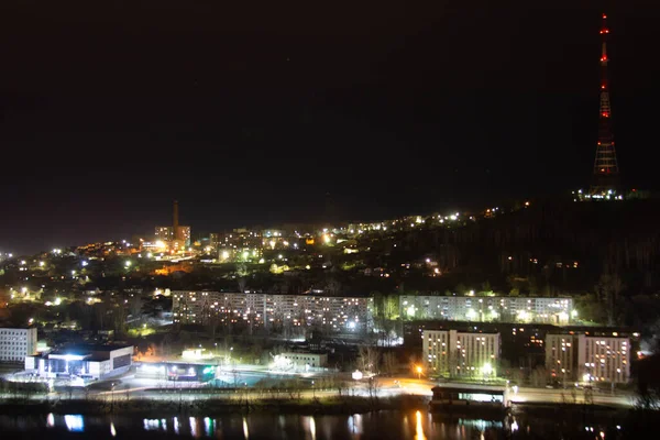 Vue Ville Nocturne Dans Les Lumières — Photo