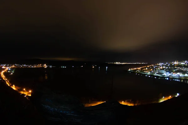 Вид Ночной Город Огнях — стоковое фото