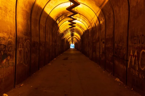 tunnel in yerevan with illumination